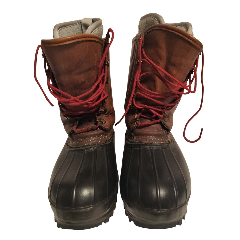 LL Bean Maine Hunting Shoes Insulated Duck Boots Brown Leather Mens 9 USA Made